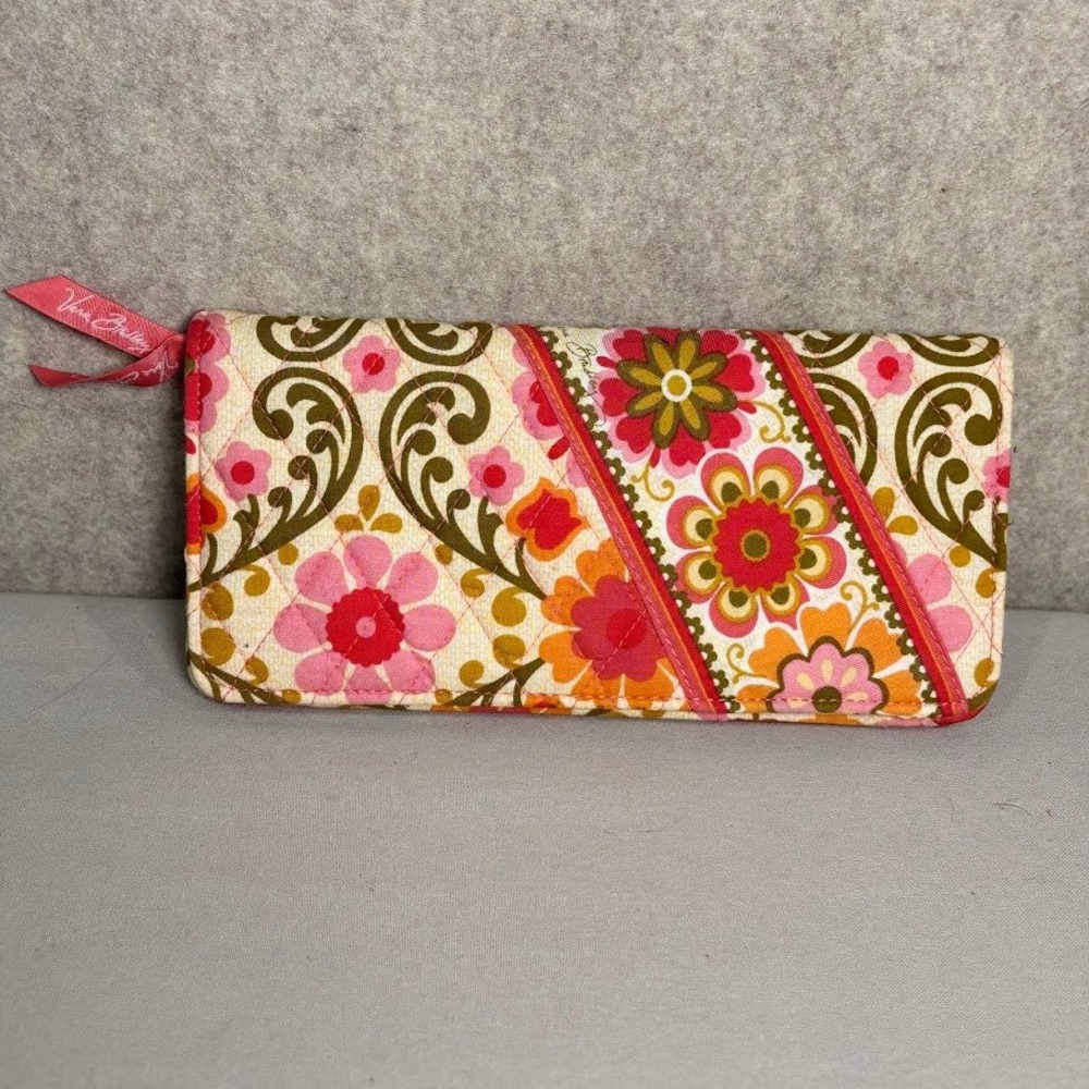 Vera Bradley Folkloric Bifold Magnetic Wallet Cotton Floral Boho Quilted Y2K Ret